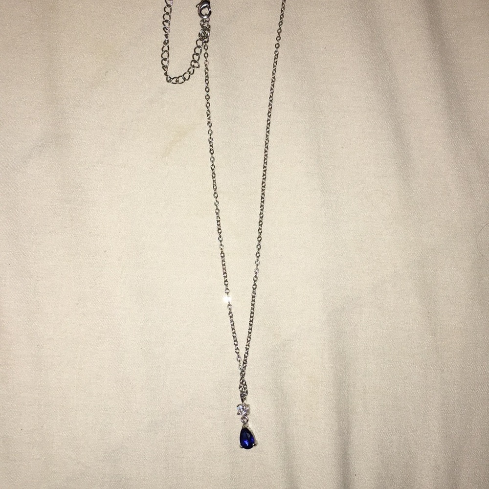 blue and silver formal necklace